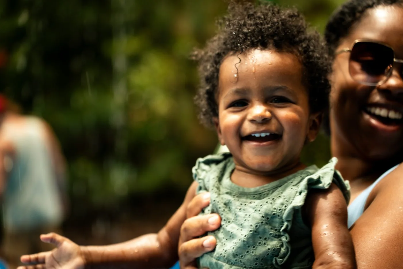 Baby laughing with mom at Universal Orlando
