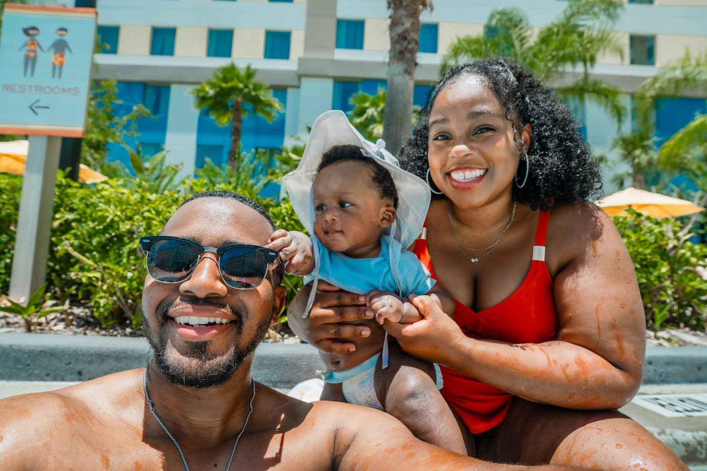 Jordan and Ashly with baby at Endless Summer Dockside